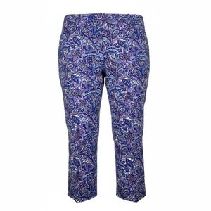Isaac Mizrahi Live Paisley Print Cropped Pants Women Plus 24W Elastic Waist NWOT